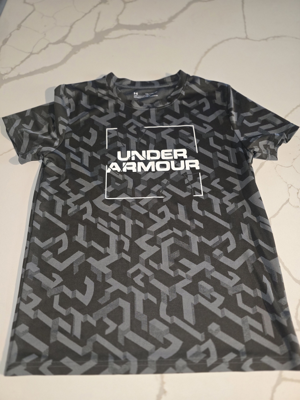 Under Armour Black & Gray Geometric Logo Tee